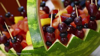 تزیین هندوانه به شکل سبد مخصوص شب یلدا