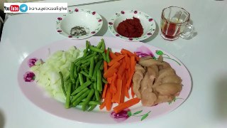 خوراک لوبیا سبز با مرغ و رژیمی بانوی با سلیقه