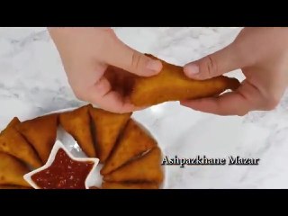 سمبوسه نان تست و مرغ فیلم آشپزی