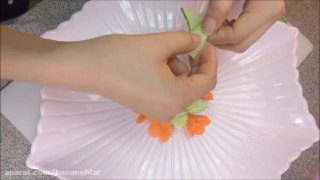 میوه آرایی تزیین آسان خیار به شکل گل